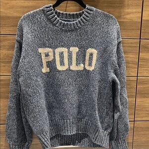 Polo by Ralph Lauren blue and Cream Crewneck Sweater size large